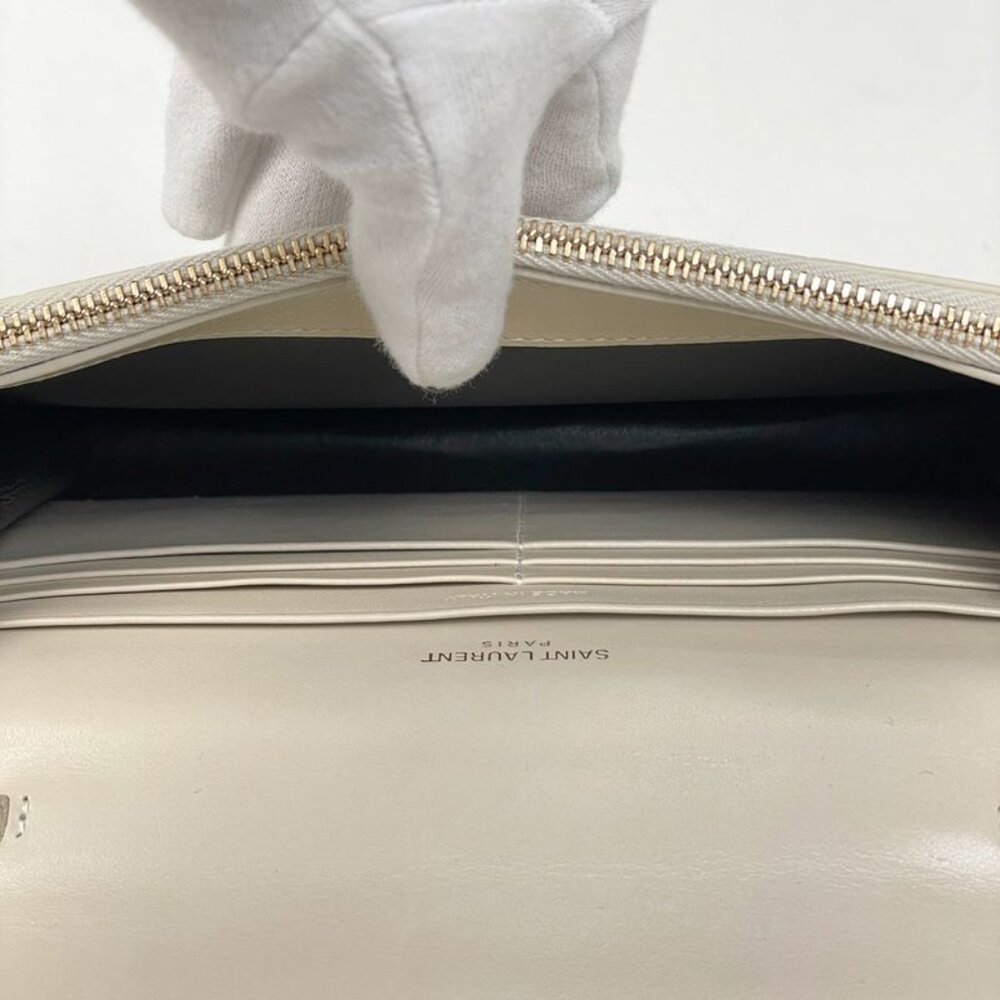 Saint Laurent Kate Chain Wallet Clutch Tassel Shoulder Bag Leather Beige - Picture 10 of 11